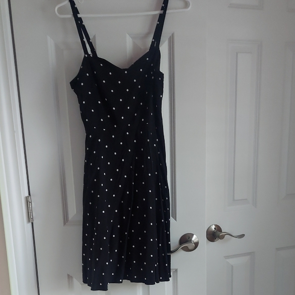 Old Navy Black Midi Dress with White Dots